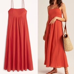 Abercrombie & Fitch Babydoll Maxi Dress, Red, Sz Large